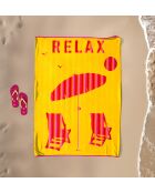 Strandtuch Malta, Jacquard-Samt, Frottee, 140 x 180 cm, Gelb