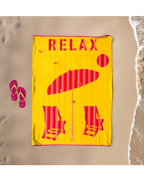 Malta strandlaken van geel jacquard fluweel van badstof - 140x180 cm