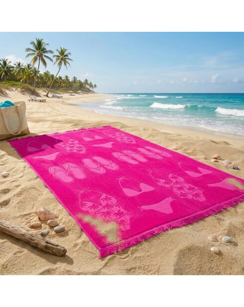 Maracas Rose Strandtuch, Jacquard Velvet Terry, Größe XL, 140 x 180 cm
