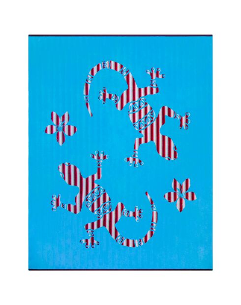 Türkisfarbenes Carvao Jacquard-Samtfrottee-Strandtuch, 140 x 180 cm