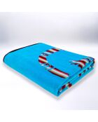 Türkisfarbenes Carvao Jacquard-Samtfrottee-Strandtuch, 140 x 180 cm