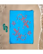 Türkisfarbenes Carvao Jacquard-Samtfrottee-Strandtuch, 140 x 180 cm