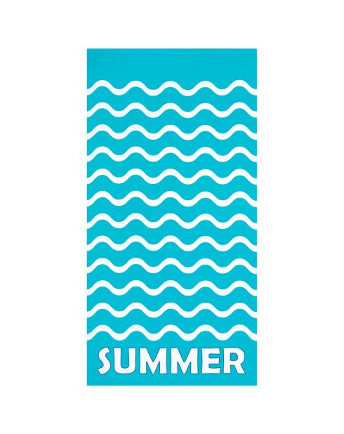Vague-Pop Blaues Mikrofaser-Strandtuch - 75x150 cm