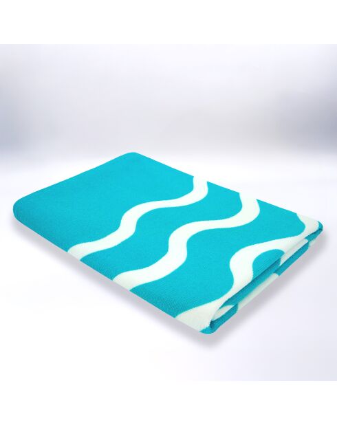 Vague-Pop Blaues Mikrofaser-Strandtuch - 75x150 cm