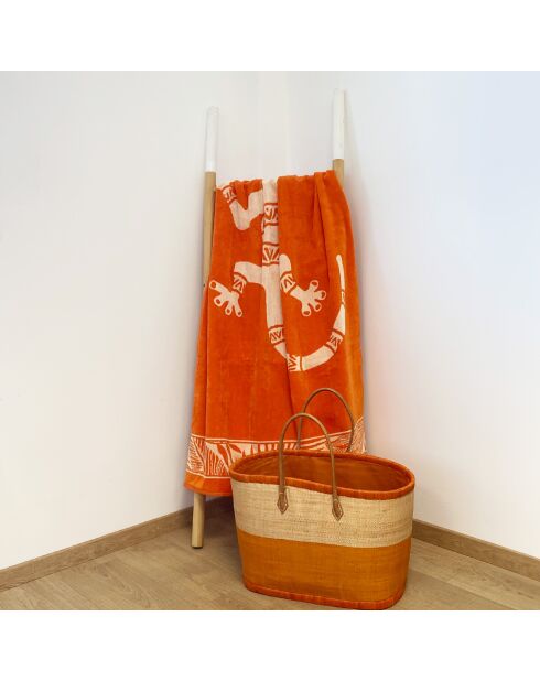 Nossa oranje jacquard fluwelen badstof strandlaken - 90x170