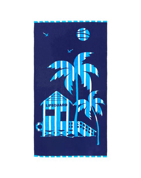 Santorini blauwe jacquard fluwelen badstof strandlaken - 90x170 cm