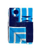 Santorini blauwe jacquard fluwelen badstof strandlaken - 90x170 cm