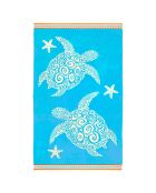 Caraz blauwe jacquard fluwelen badstof strandlaken - 100x175 cm