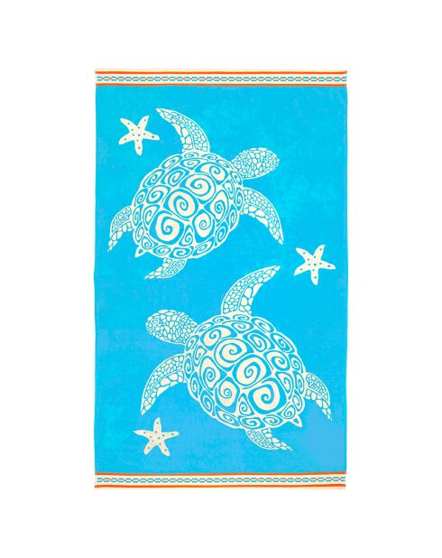 Caraz blauwe jacquard fluwelen badstof strandlaken - 100x175 cm