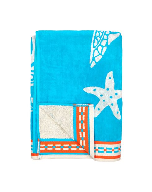 Caraz blauwe jacquard fluwelen badstof strandlaken - 100x175 cm