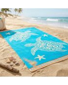 Caraz blauwe jacquard fluwelen badstof strandlaken - 100x175 cm
