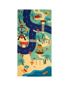 Toalla de playa infantil Circuit Multicolor de microfibra - 70x140 cm