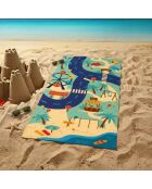 Toalla de playa infantil Circuit Multicolor de microfibra - 70x140 cm