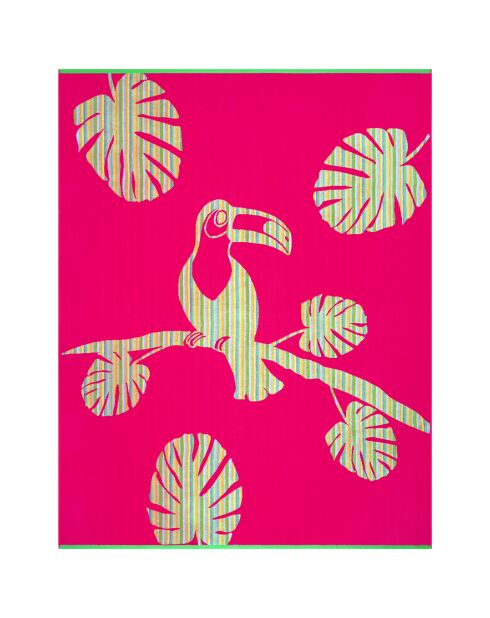 Serviette de plage éponge velours Jacquard Cadix rose- 140x180 cm