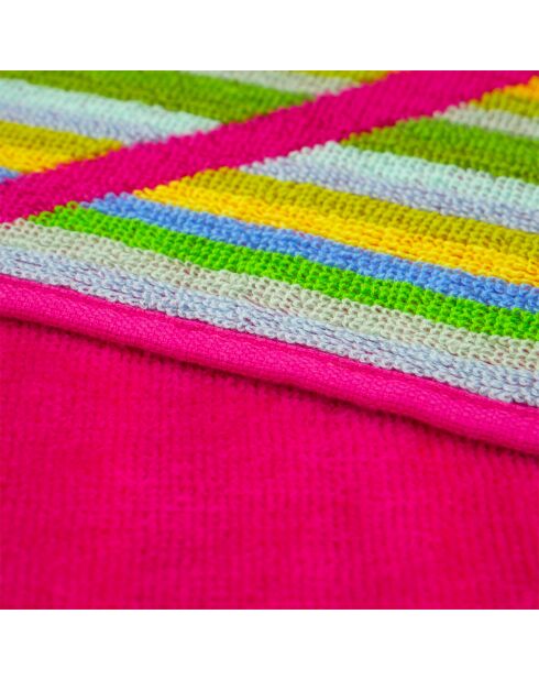 Serviette de plage éponge velours Jacquard Cadix rose- 140x180 cm