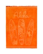 Toalla de playa Spotts de terciopelo jacquard cincelado en naranja, tamaño XL, 140 x 180 cm