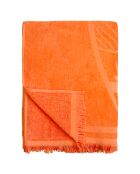 Toalla de playa Spotts de terciopelo jacquard cincelado en naranja, tamaño XL, 140 x 180 cm