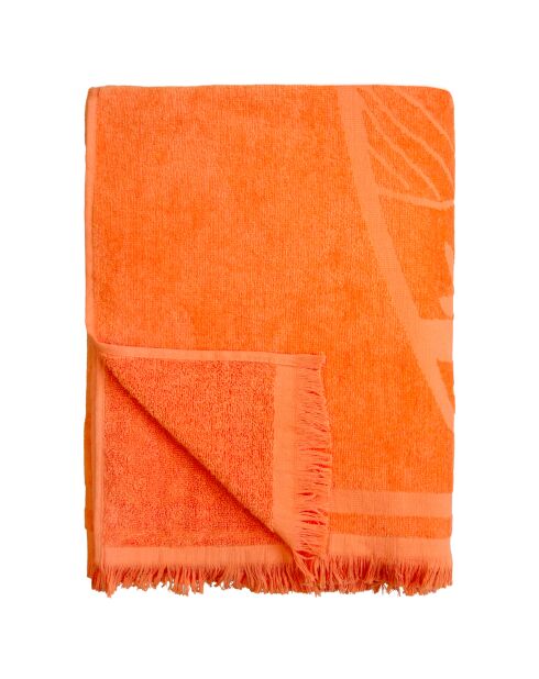 Spotts oranje geciselleerde jacquard velours badstof XL strandlaken - 140x180 cm