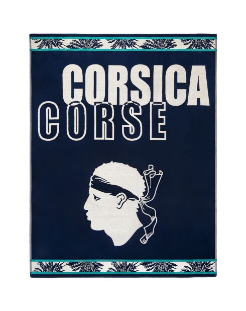 Strandlaken XL fluwelen badstof Jacquard Bastia blauw - 140x180 cm