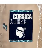 Strandlaken XL fluwelen badstof Jacquard Bastia blauw - 140x180 cm