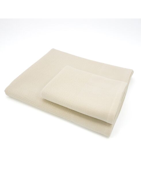 Drap de bain Waffle Lin Beige - 90x150 cm