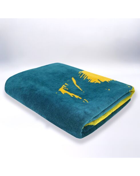 Asciugamano da spiaggia XL in spugna di velluto Jacquard Arche verde - 140x180 cm
