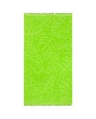 Serviette de plage éponge velours Jacquard ciselée Klang Vert - 90x170 cm