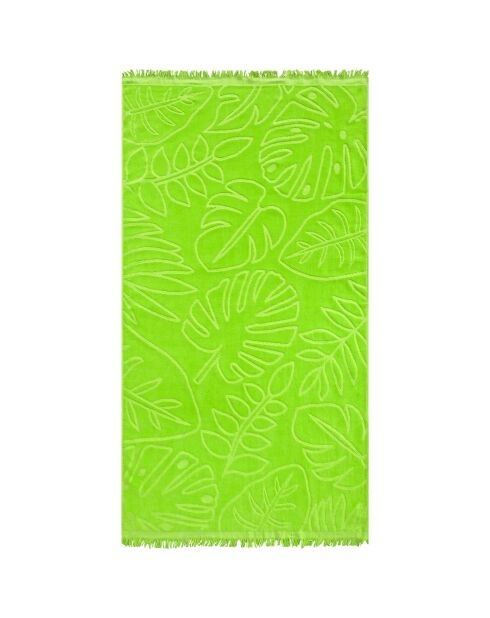 Serviette de plage éponge velours Jacquard ciselée Klang Vert - 90x170 cm