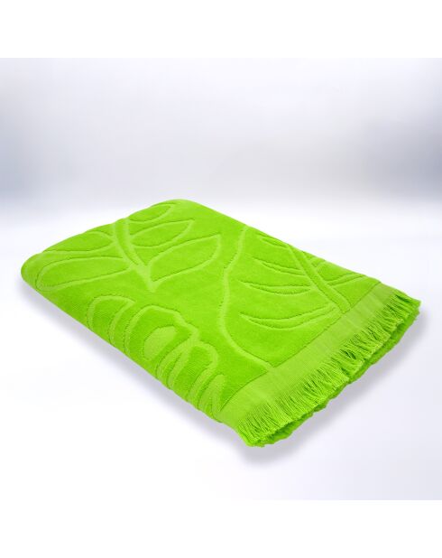 Serviette de plage éponge velours Jacquard ciselée Klang Vert - 90x170 cm