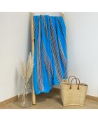 Milonga Turkoois jacquard fluwelen badstof XL strandlaken - 140x180 cm