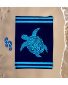 Toalla de playa de esponja de terciopelo Jacquard XL Paxos Blue - 140x180 cm