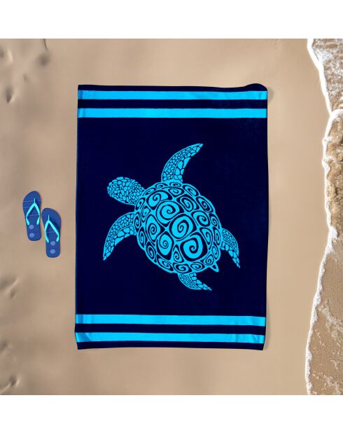 Toalla de playa de esponja de terciopelo Jacquard XL Paxos Blue - 140x180 cm