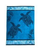 Strandtuch XL Samtfrottee Jacquard Mallorca Blau - 140x180 cm