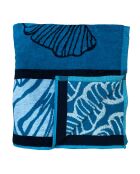 Strandtuch XL Samtfrottee Jacquard Mallorca Blau - 140x180 cm