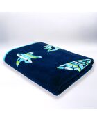 Navyblaues Jacquard-Calypso-Samt-Strandtuch aus Schwamm - 140x180 cm