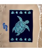Navyblaues Jacquard-Calypso-Samt-Strandtuch aus Schwamm - 140x180 cm