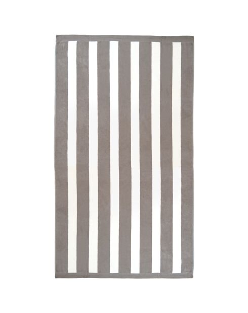 Serviette de plage éponge velours Jacquard Bahia Taupe Beige - 100x175 cm