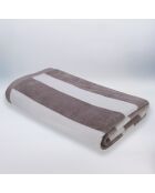 Serviette de plage éponge velours Jacquard Bahia Taupe Beige - 100x175 cm