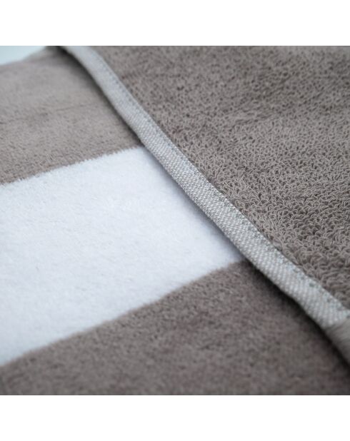 Serviette de plage éponge velours Jacquard Bahia Taupe Beige - 100x175 cm