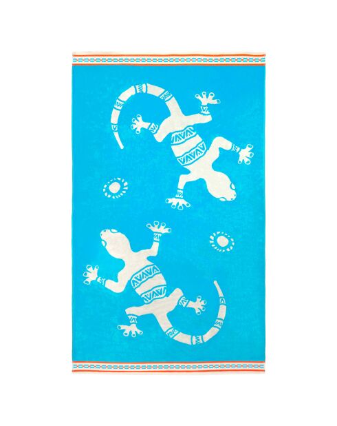 Ibo blauwe jacquard fluwelen badstof strandlaken - 100x175 cm