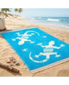 Ibo blauwe jacquard fluwelen badstof strandlaken - 100x175 cm