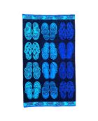 Soto blauwe jacquard fluwelen badstof strandhanddoek - 100x175 cm