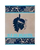 XL fluwelen strandlaken met spons Jacquard Cap Corse blauw - 140x180 cm