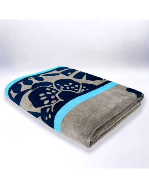 XL fluwelen strandlaken met spons Jacquard Cap Corse blauw - 140x180 cm