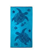 Blauwe Osa jacquard fluwelen badstof strandhanddoek - 90x170 cm