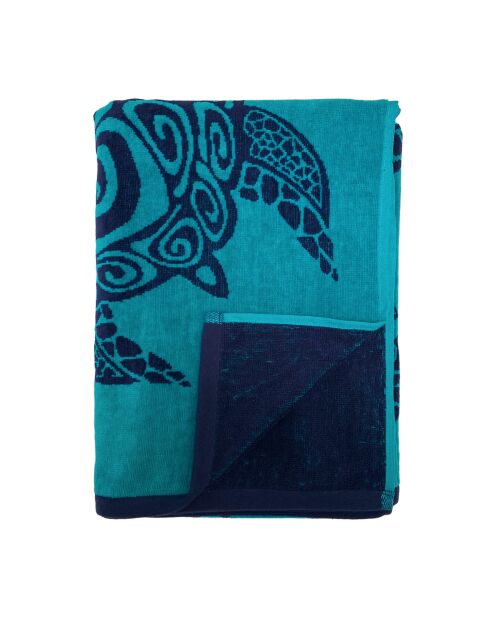 Blauwe Osa jacquard fluwelen badstof strandhanddoek - 90x170 cm