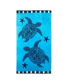 Bellia strandlaken van turkoois jacquard fluweel, badstof, 95x175 cm