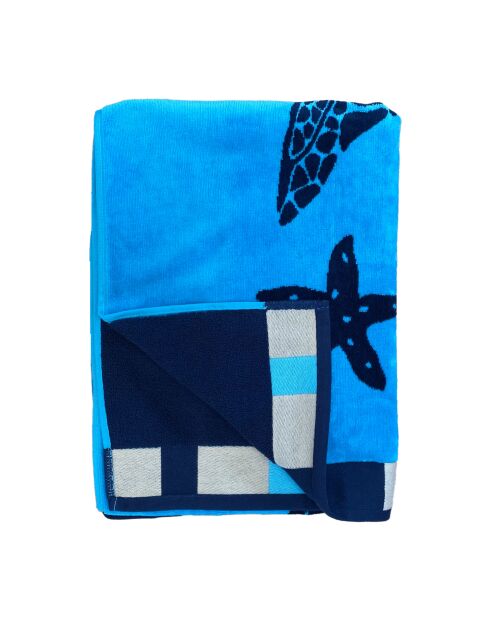 Bellia strandlaken van turkoois jacquard fluweel, badstof, 95x175 cm