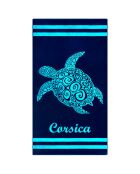 Nonza blauwe jacquard fluwelen badstof strandhanddoek - 90x170 cm