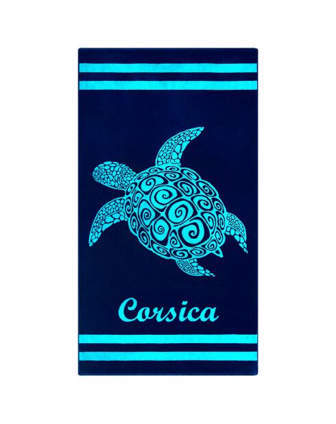 Nonza blauwe jacquard fluwelen badstof strandhanddoek - 90x170 cm